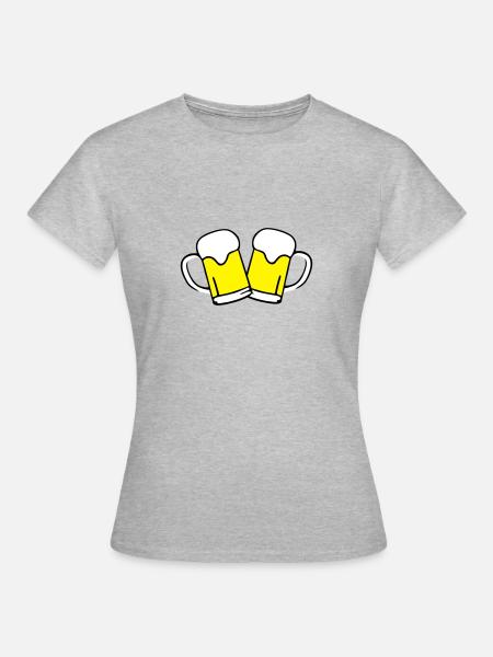 Bier, Bierkrug, - Frauen T-Shirt - Grau meliert