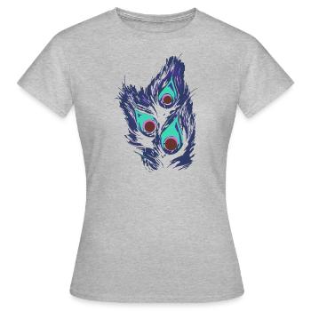 Plume de paon de paon,paon,œil de paon - T-shirt Femme - gris chiné - Devant - AI Model Female 172 dark (172cm)