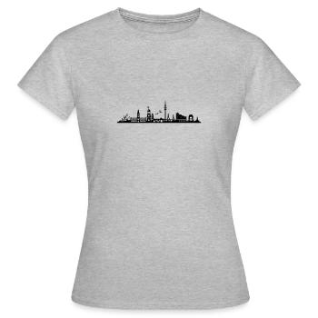Skyline - Vieille ville du port de Hambourg - T-shirt Femme - gris chiné - Devant - AI Model Female 172 dark (172cm)