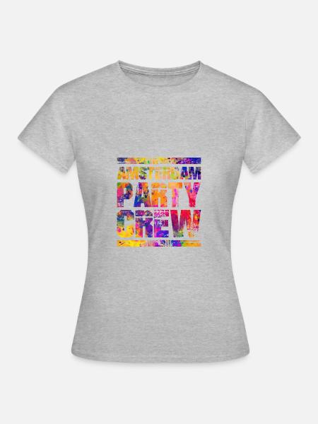 Amsterdam Party Crew Bunt - Frauen T-Shirt - Grau meliert