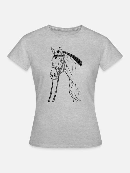 Pferd - Frauen T-Shirt - Grau meliert