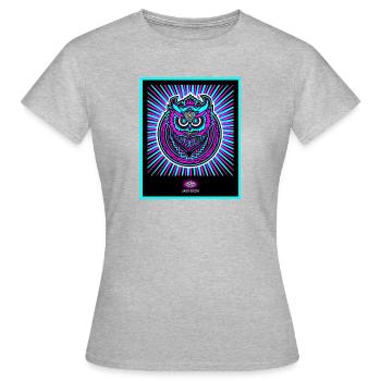 Chouette néon en bleu néon vif - T-shirt Femme - gris chiné - Devant - AI Model Female 172 dark (172cm)