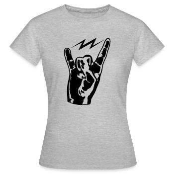 hand finger heavy metal hard rock konzert musik pa - Frauen T-Shirt - Grau meliert - Vorne - AI Model Female 172 dark (172cm)