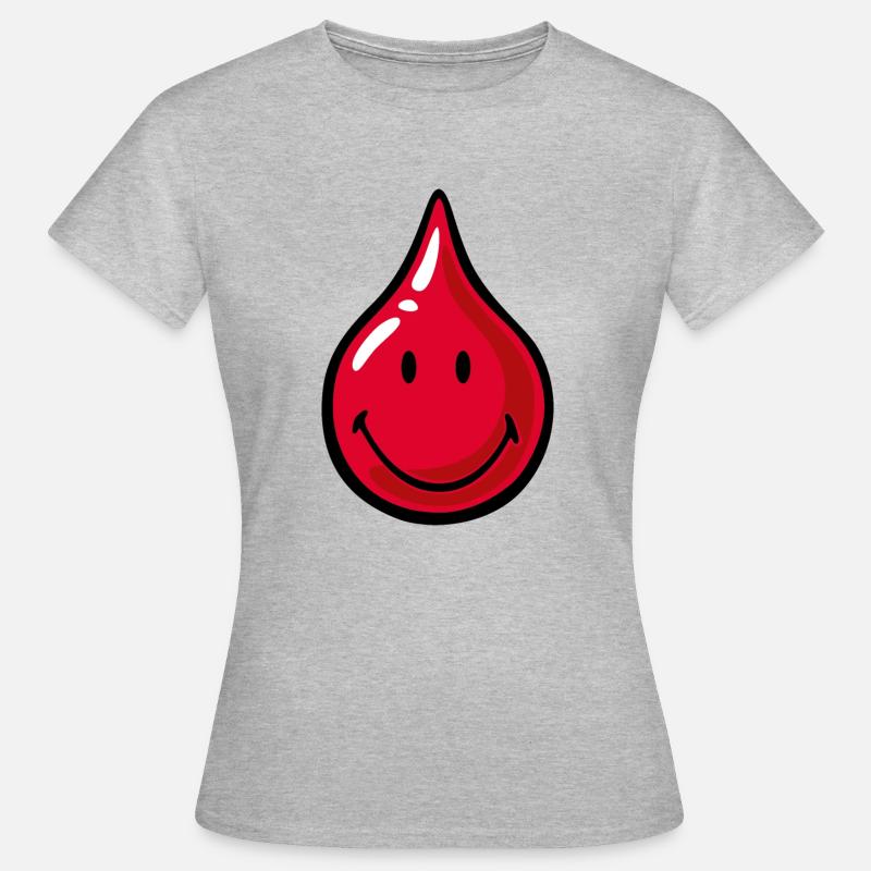Smiley bloddråbe - Dame-T-shirt - grå meleret