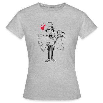 Cartoon bride and groom heart bride groom wedding marriage - Women's T-Shirt - heather grey - Front - AI Model Female 172 dark (172cm)