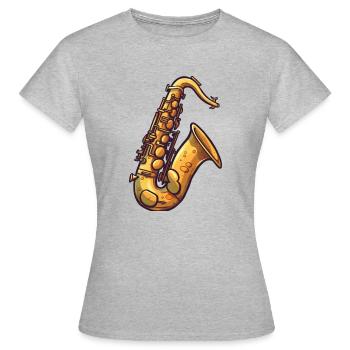 Saxophone en style BD - T-shirt Femme - gris chiné - Devant - AI Model Female 172 dark (172cm)