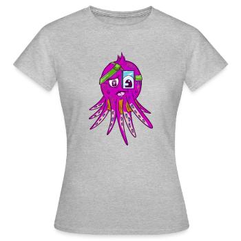 Octopus porte un cache-œil - T-shirt Femme - gris chiné - Devant - AI Model Female 172 dark (172cm)