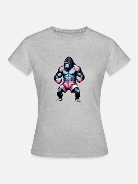 Boxe Boxeur Gorille - Dame-T-shirt - grå meleret