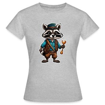 Lederhosen / Animal / Traditional costume / Tradition / Raccoon - Women's T-Shirt - heather grey - Front - AI Model Female 172 dark (172cm)