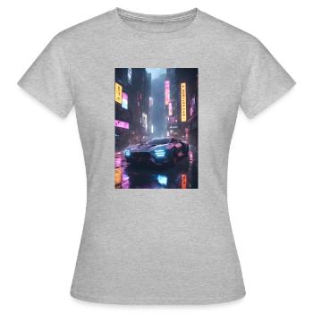 Cyberpunk Futuristisches Auto - Frauen T-Shirt - Grau meliert - Vorne - AI Model Female 172 dark (172cm)