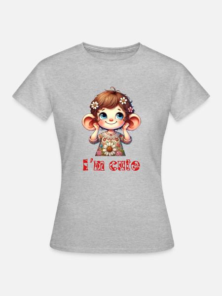 Cute cartoon - Frauen T-Shirt - Grau meliert