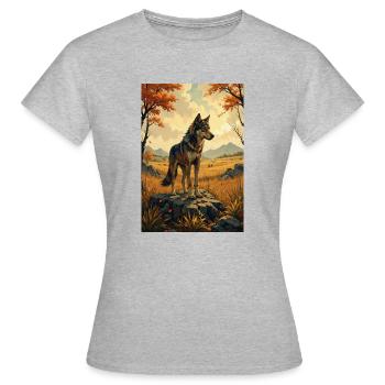 L’image du loup - T-shirt Femme - gris chiné - Devant - AI Model Female 172 dark (172cm)