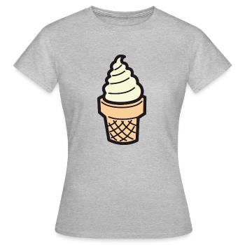 Soft Eis Creme mit Waffel Vanille - Frauen T-Shirt - Grau meliert - Vorne - AI Model Female 172 dark (172cm)