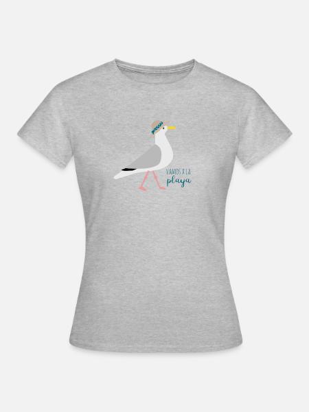 Möwe Stohhut - Frauen T-Shirt - Grau meliert