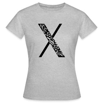 Buchstabe X - Frauen T-Shirt - Grau meliert - Vorne - AI Model Female 172 dark (172cm)