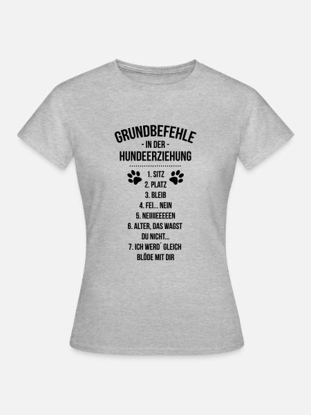 Lustige Befehle Kommandos Hunde - Frauen T-Shirt - Grau meliert