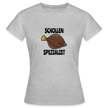 Schollen Spezialist Geschenk Angler - Frauen T-Shirt - Grau meliert - Vorne - AI Model Female 172 dark (172cm)