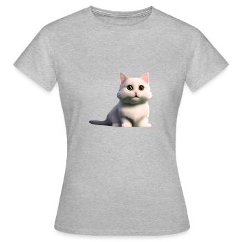 weiße Mietzekatze - Frauen T-Shirt - Grau meliert - Vorne - AI Model Female 172 dark (172cm)