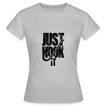 angelhaken angeln - Frauen T-Shirt - Grau meliert - Vorne - AI Model Female 172 dark (172cm)