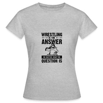 wrestling ist die antwort - Frauen T-Shirt - Grau meliert - Vorne - AI Model Female 172 dark (172cm)