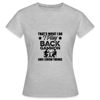 jeu backgammon - T-shirt Femme - gris chiné - Devant - AI Model Female 172 dark (172cm)