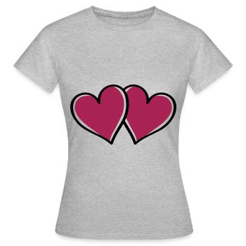 herzen liebe herz - Frauen T-Shirt - Grau meliert - Vorne - AI Model Female 172 dark (172cm)