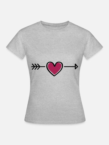 herz pfeil - Frauen T-Shirt - Grau meliert