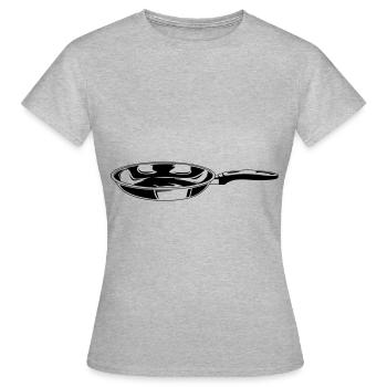 frying pan symbol cooking silhouette - Women's T-Shirt - heather grey - Front - AI Model Female 172 dark (172cm)