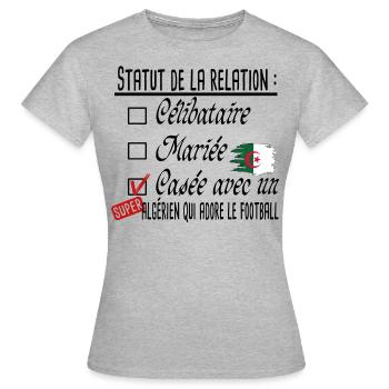 Algérien Football Couple Femme Cadeau Humour Girly - T-shirt Femme - gris chiné - Devant - AI Model Female 172 dark (172cm)