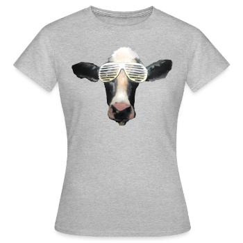Kanye Kow Shutter Shade Cow mit Retro-Brille - Frauen T-Shirt - Grau meliert - Vorne - AI Model Female 172 dark (172cm)