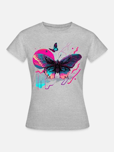 Träume von Neon Butterfly - Frauen T-Shirt - Grau meliert