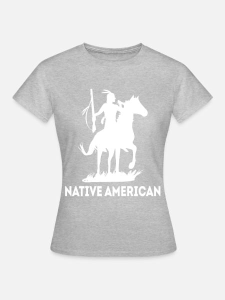cooler Indianer Häuptling - Frauen T-Shirt - Grau meliert