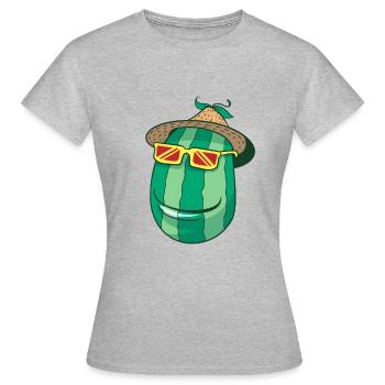 Watermelon with sombrero - Women's T-Shirt - heather grey - Front - AI Model Female 172 dark (172cm)