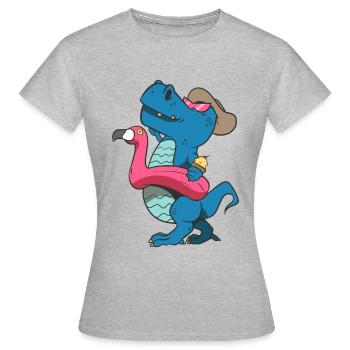 Dinosaur as a tourist - Women's T-Shirt - heather grey - Front - AI Model Female 172 dark (172cm)
