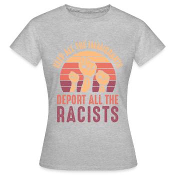 Revolution Widerstand Konsum Kapitalismus Politik - Frauen T-Shirt - Grau meliert - Vorne - AI Model Female 172 dark (172cm)