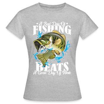 Drôle dictons travail pêcheur cadeau bourreau de travail - T-shirt Femme - gris chiné - Devant - AI Model Female 172 dark (172cm)