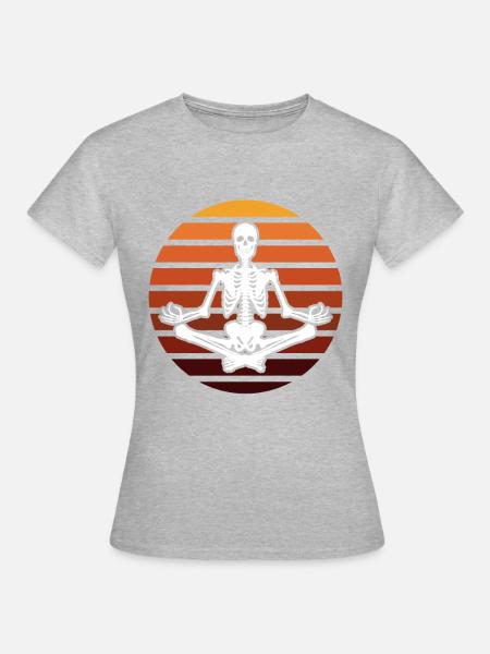 Yoga Skelett Retro Geschenk - Frauen T-Shirt - Grau meliert