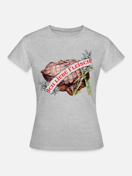 Ich liebe Fleisch - Frauen T-Shirt - Grau meliert