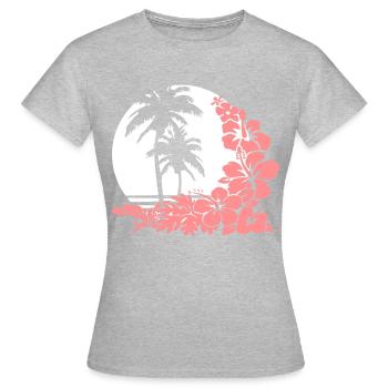 Palm Sunset - T-shirt Femme - gris chiné - Devant - AI Model Female 172 dark (172cm)