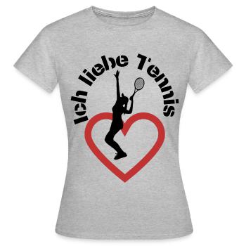 Ich liebe Tennis - Frauen T-Shirt - Grau meliert - Vorne - AI Model Female 172 dark (172cm)