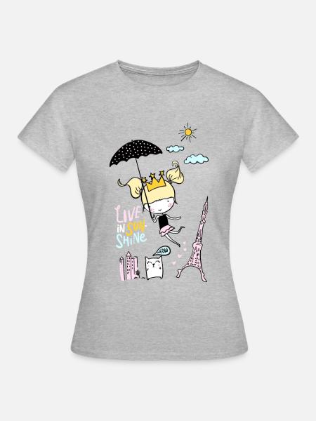 Filles avec parapluie - T-shirt pour les tout-petits - T-shirt Femme - gris chiné