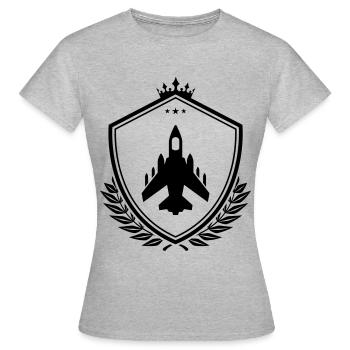 Armoiries d’avions à réaction - T-shirt Femme - gris chiné - Devant - AI Model Female 172 dark (172cm)