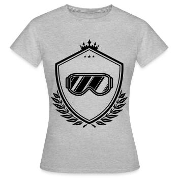 Skibrille wappen - Frauen T-Shirt - Grau meliert - Vorne - AI Model Female 172 dark (172cm)