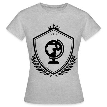 Globus symbol wappen - Frauen T-Shirt - Grau meliert - Vorne - AI Model Female 172 dark (172cm)
