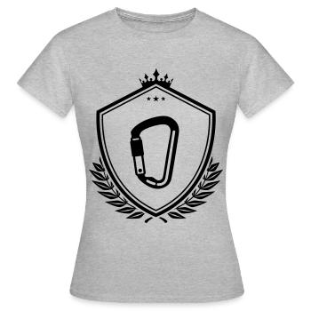 Mousqueton d’équipement d’escalade - T-shirt Femme - gris chiné - Devant - AI Model Female 172 dark (172cm)