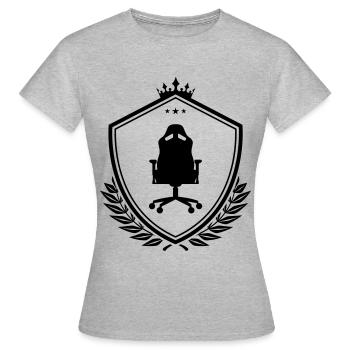 Gamer stuhl Wappen - Frauen T-Shirt - Grau meliert - Vorne - AI Model Female 172 dark (172cm)