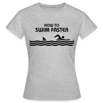 Natation - How to swim faster - Shark - T-shirt Femme - gris chiné - Devant - AI Model Female 172 dark (172cm)
