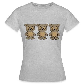 THREE BEARS - Frauen T-Shirt - Grau meliert - Vorne - AI Model Female 172 dark (172cm)