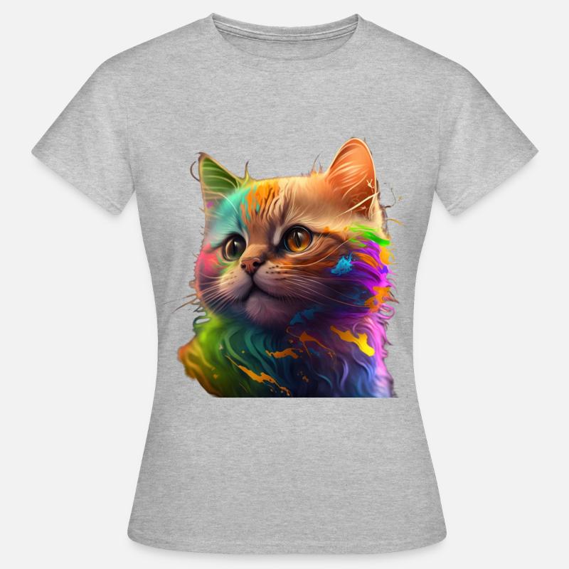 Chat multicolore - T-shirt Femme - gris chiné