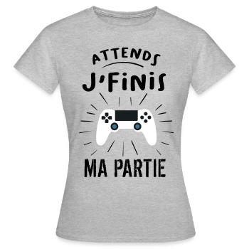 t shirt console de jeu - T-shirt Femme - gris chiné - Devant - AI Model Female 172 dark (172cm)